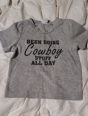 Kids Gray 'Been Doing Cowboy Stuff All Day' Short Sleeve Tee